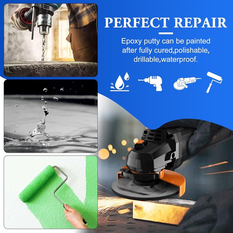 DecorRom Epoxy Putty - 12oz 2 Part Strong Formula, Ceramic Repair for Cracks, Filling & Epoxy Sculpt - for Metal, Concrete, Plastic, Ceramics - Fast, Durable Concrete Crack Repair & Plumbers Putty (Black) - Image 4